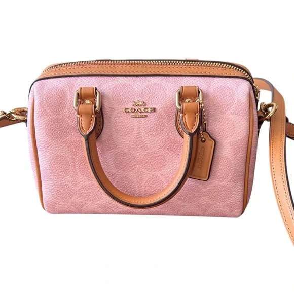Coach Powder Pink Leather Mini Rowan - Picture 1 of 5